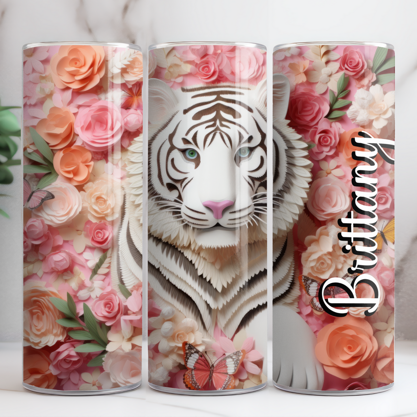 White Tiger Pink Flowers