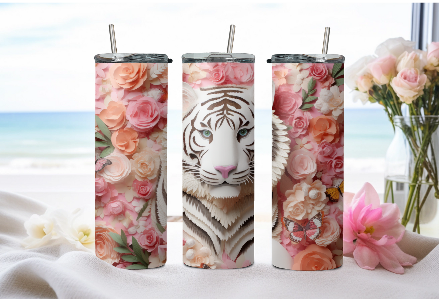 White Tiger Pink Flowers
