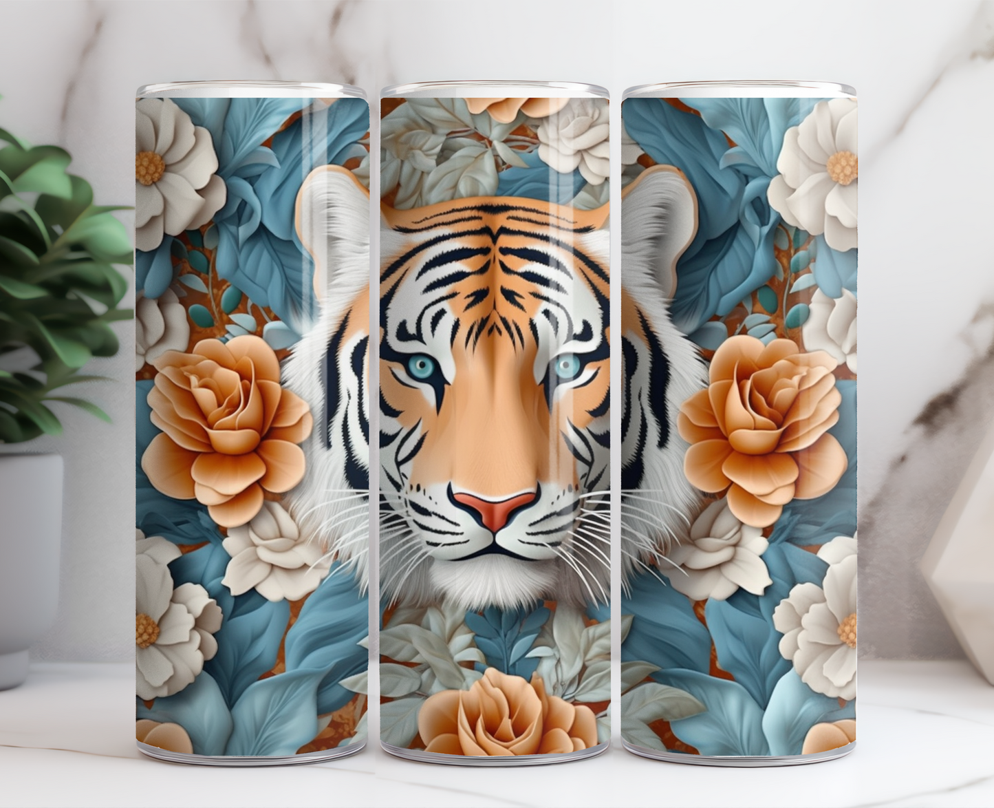 Blue Floral Tiger