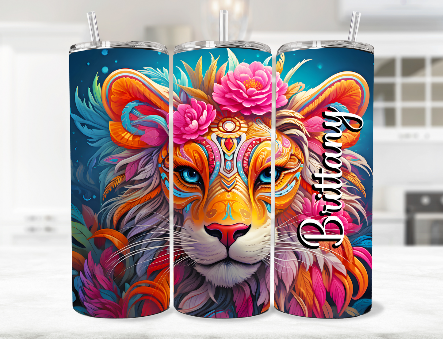 Personalized Colorful Lion Tumbler